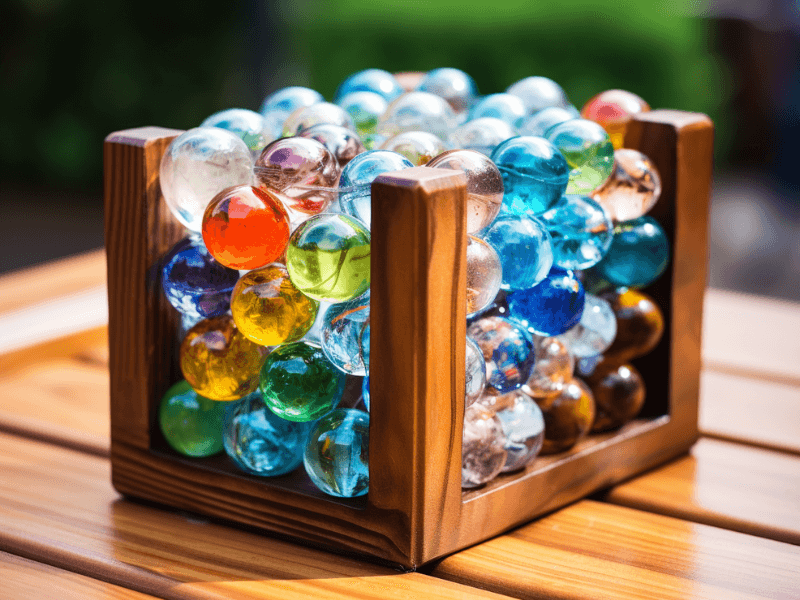 From Playground to Home Decor: Gluing Glass Marbles to Wood